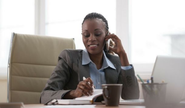 A woman making a phone call